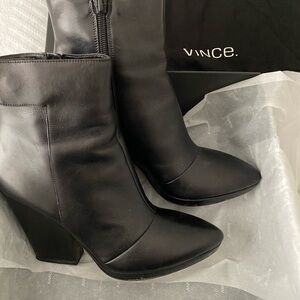 Vince Black Ankle Booties with Pointed Toe